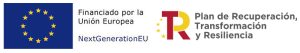 Bandera de la UE con texto "Financiado por la Unión Europea NextGenerationEU" y logotipo con texto "Plan de Recuperación, Transformación y Resiliencia.